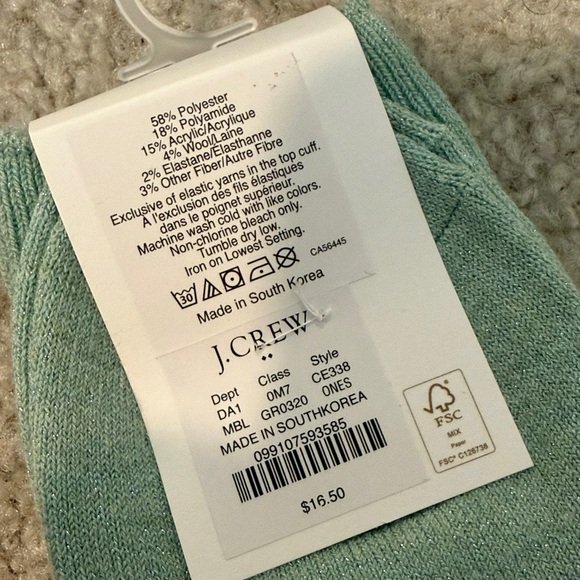 NWT J. Crew ribbed sparkly green trouser socks - Picture 3 of 3